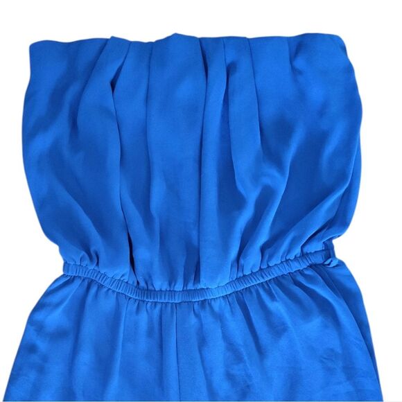 IRIS Blue Strapless High Rise Sheer Wide Leg Jumpsuit Large - Picture 6 of 11